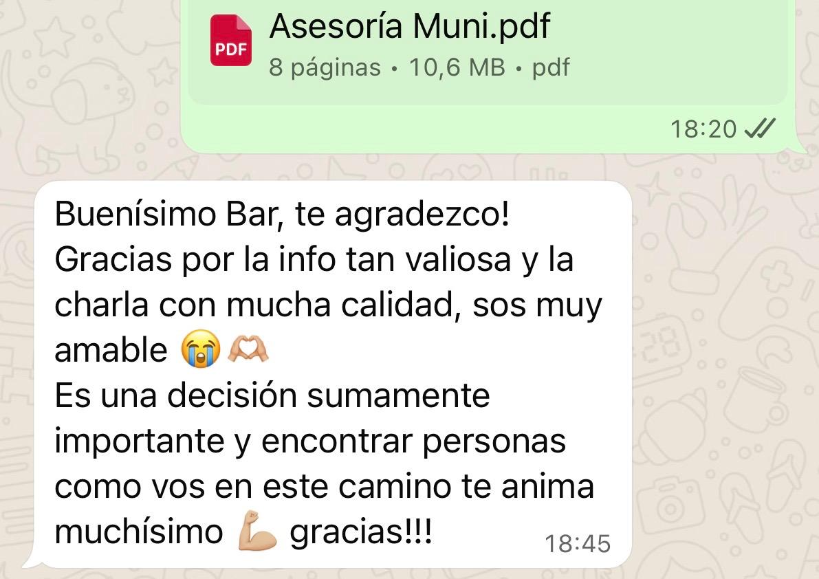 Testimonio de clienta Bar Viajes