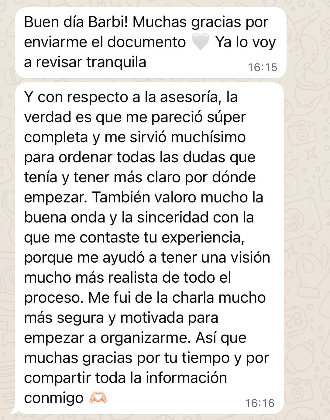 Testimonio de clienta Bar Viajes